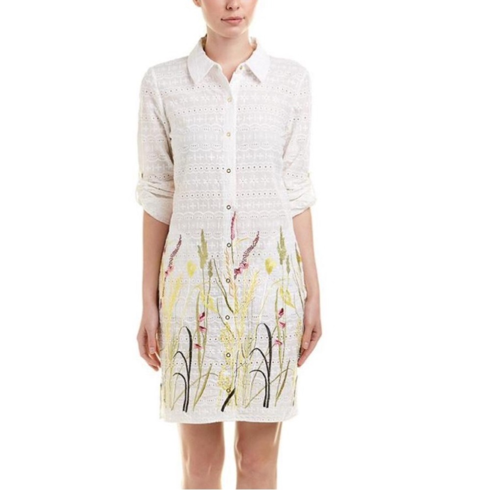 Tahari Sabina Embroidered Eyelet Tunic Blouse Dress Floral
Size S